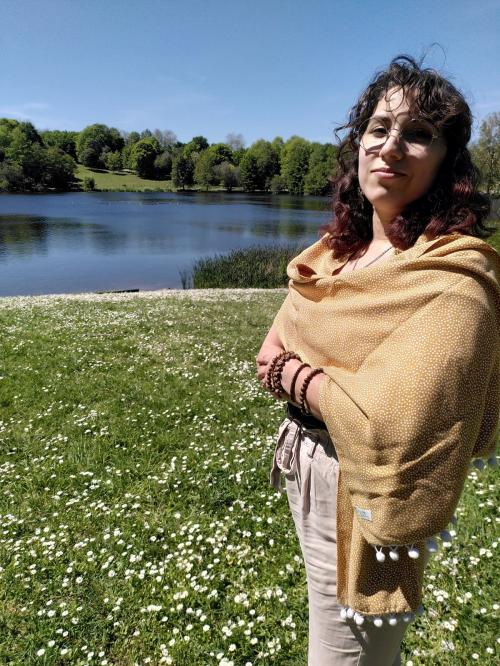 Echarpe Petits pois Blancs